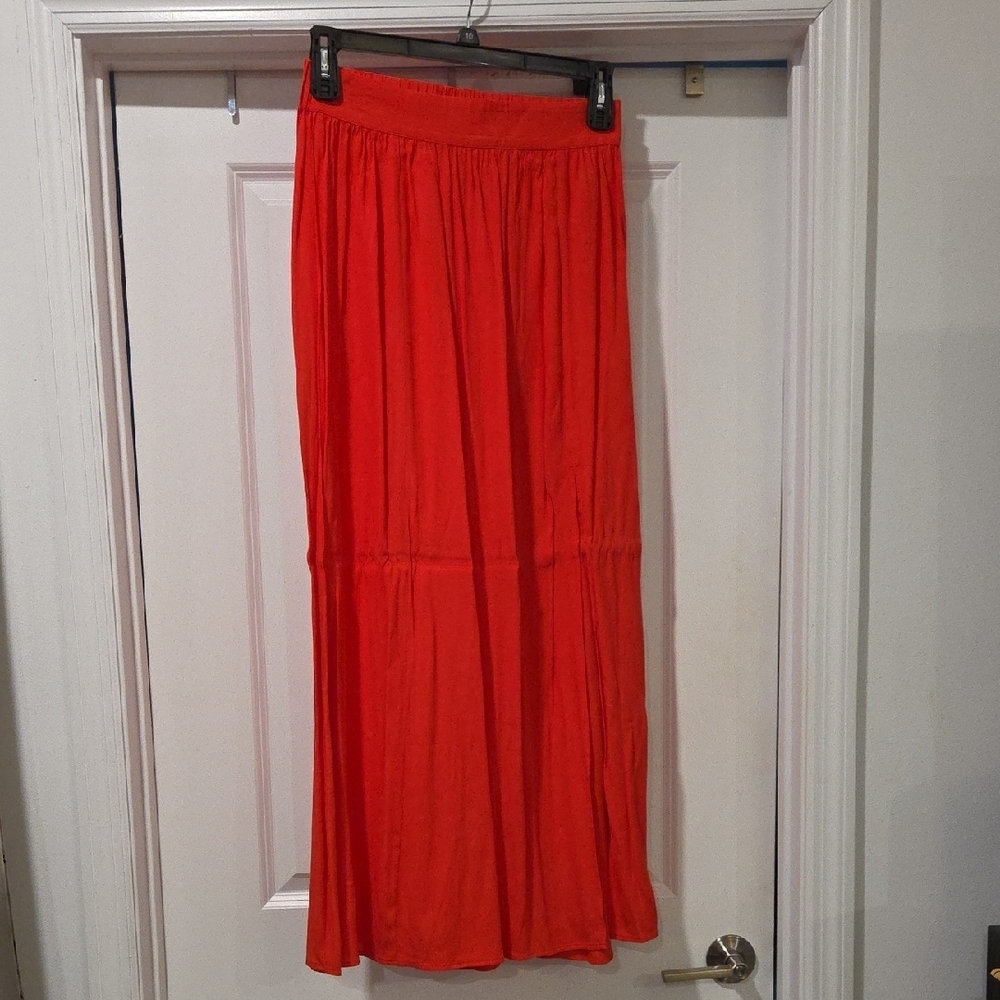 1. State Vibrant Crimsonberry  Maxi Skirt With Large Slit Size S, New With Tags!